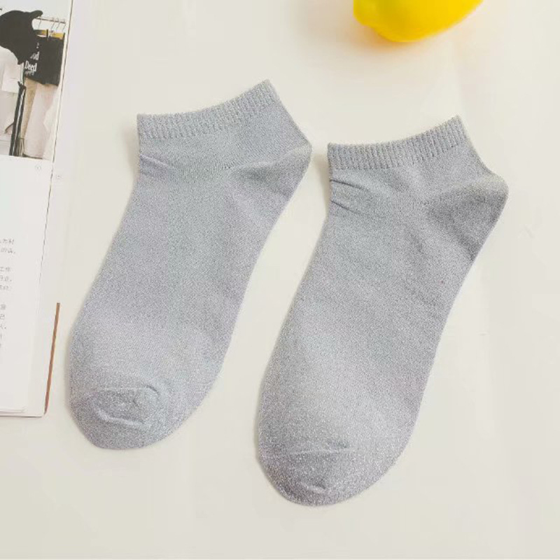 Spring And Summer Short Paragraph Solid Color Socks Ms. Socks Metallic Thin Section Shallow Mouth Socks Invisible Socks
